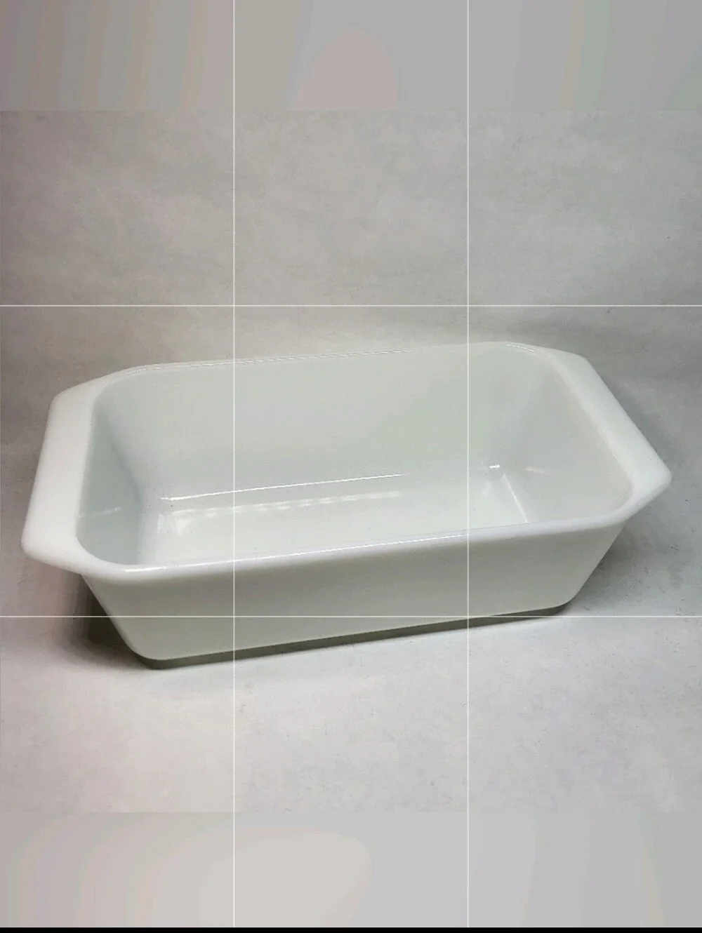 PYREX Opal White Loaf PAN 9x5x3 Ovenware 215-B Milk Glass Baking Dish w/ Handles